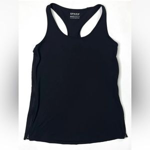 Spanx Tank Top Women’s Medium Black Side Zipper Transformation Sara Blakely